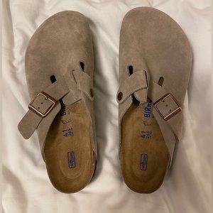 Birkenstock Boston Suede Leather Soft Footbed Clogs Shoes